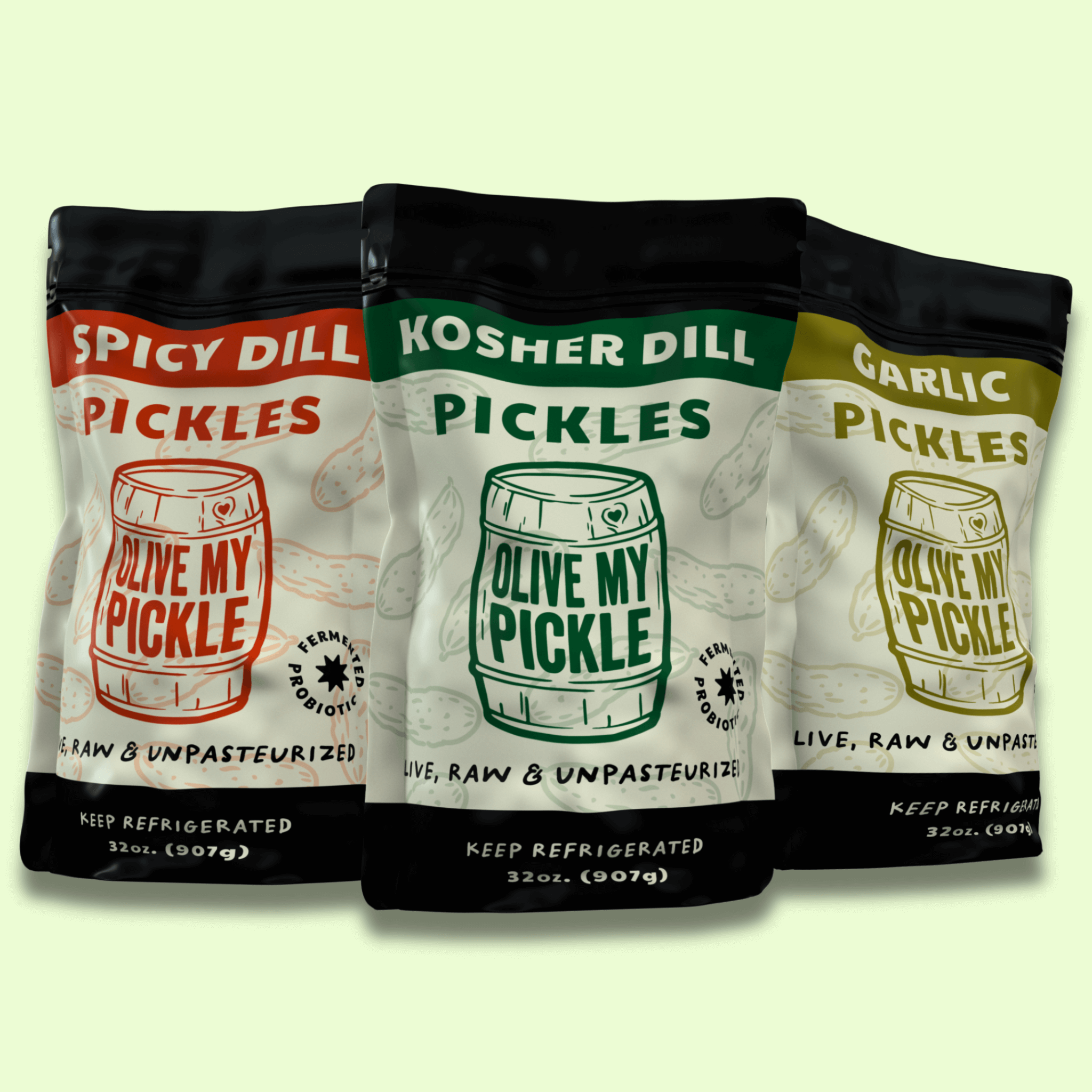 Fermented Pickle Bundle: Garlic, Kosher Dill & Spicy Dill